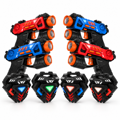 Set de laser tag infrarrojo Squadra Strike 4 con 4 pistolas y 4 receptores