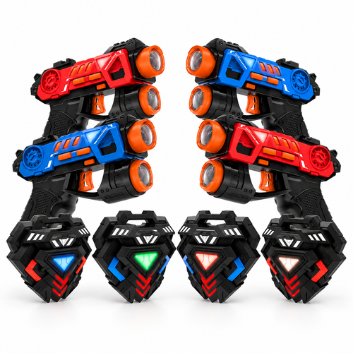 Set de laser tag infrarrojo Squadra Strike 4 con 4 pistolas y 4 receptores